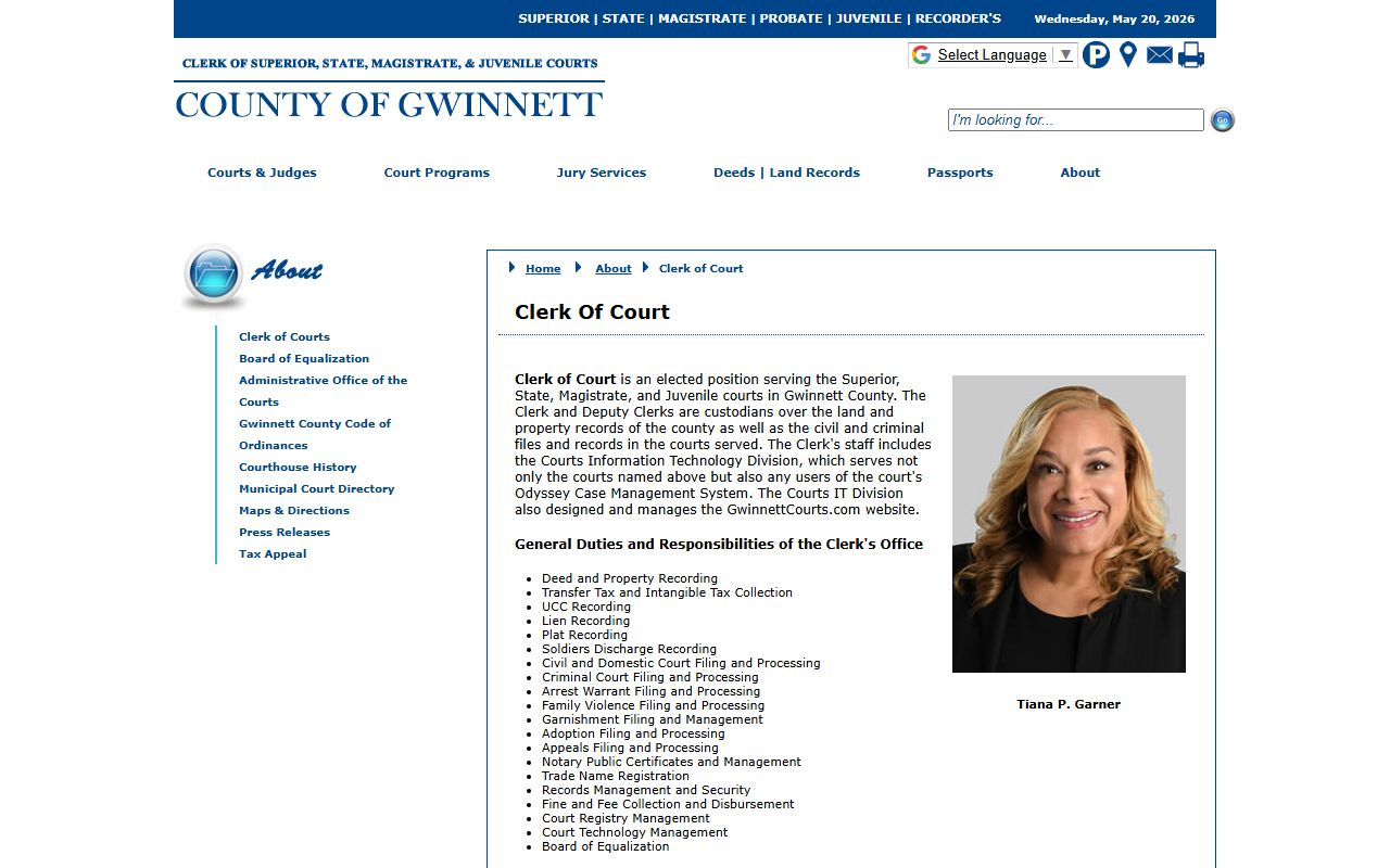 Gwinnett County Clerk of Courts elected clerk page